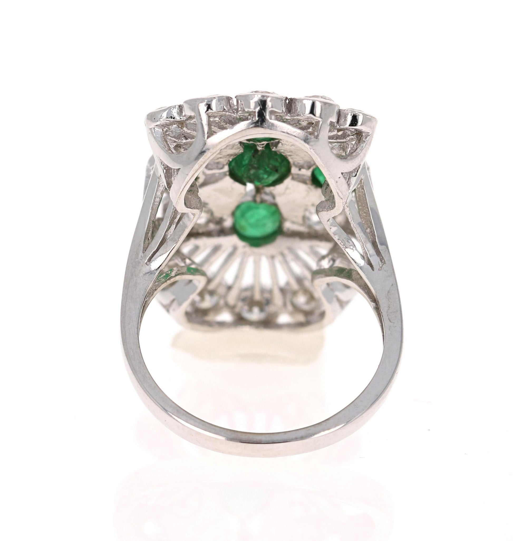 2.85 Carat Emerald and Diamond 14 Karat White Gold Cocktail Ring