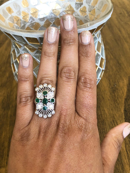2.85 Carat Emerald and Diamond 14 Karat White Gold Cocktail Ring