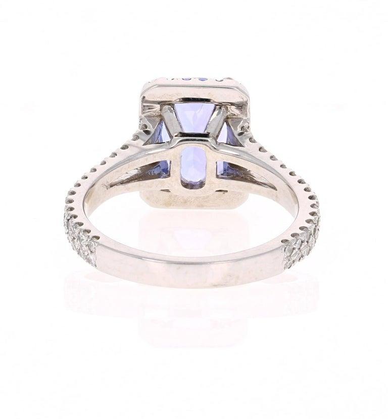 2.85 Carat Tanzanite Diamond 14k White Gold Cocktail Ring