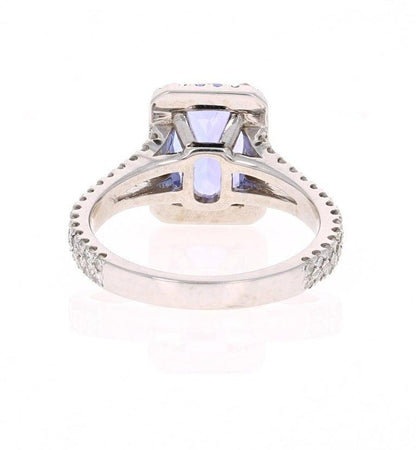 2.85 Carat Tanzanite Diamond 14k White Gold Cocktail Ring