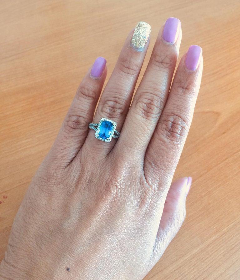 2.85 Carat Tanzanite Diamond 14k White Gold Cocktail Ring