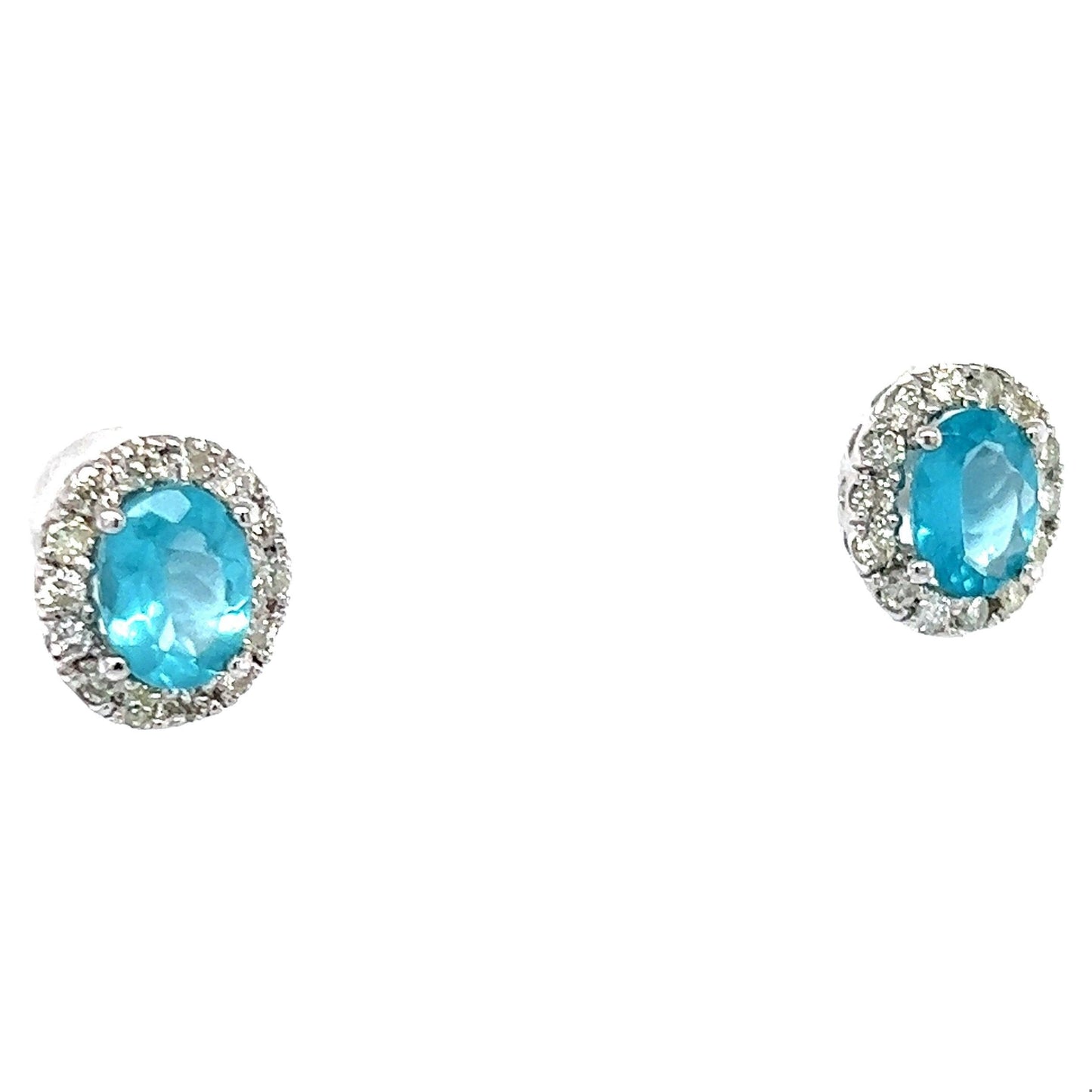 2.85 Natural Apatite Diamond White Gold Earrings