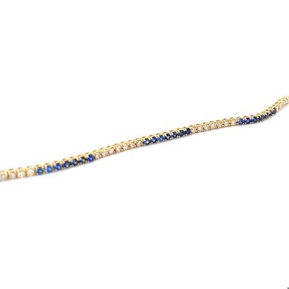 2.89 Carat Natural Blue Sapphire Diamond 14 Karat Yellow Gold Bracelet