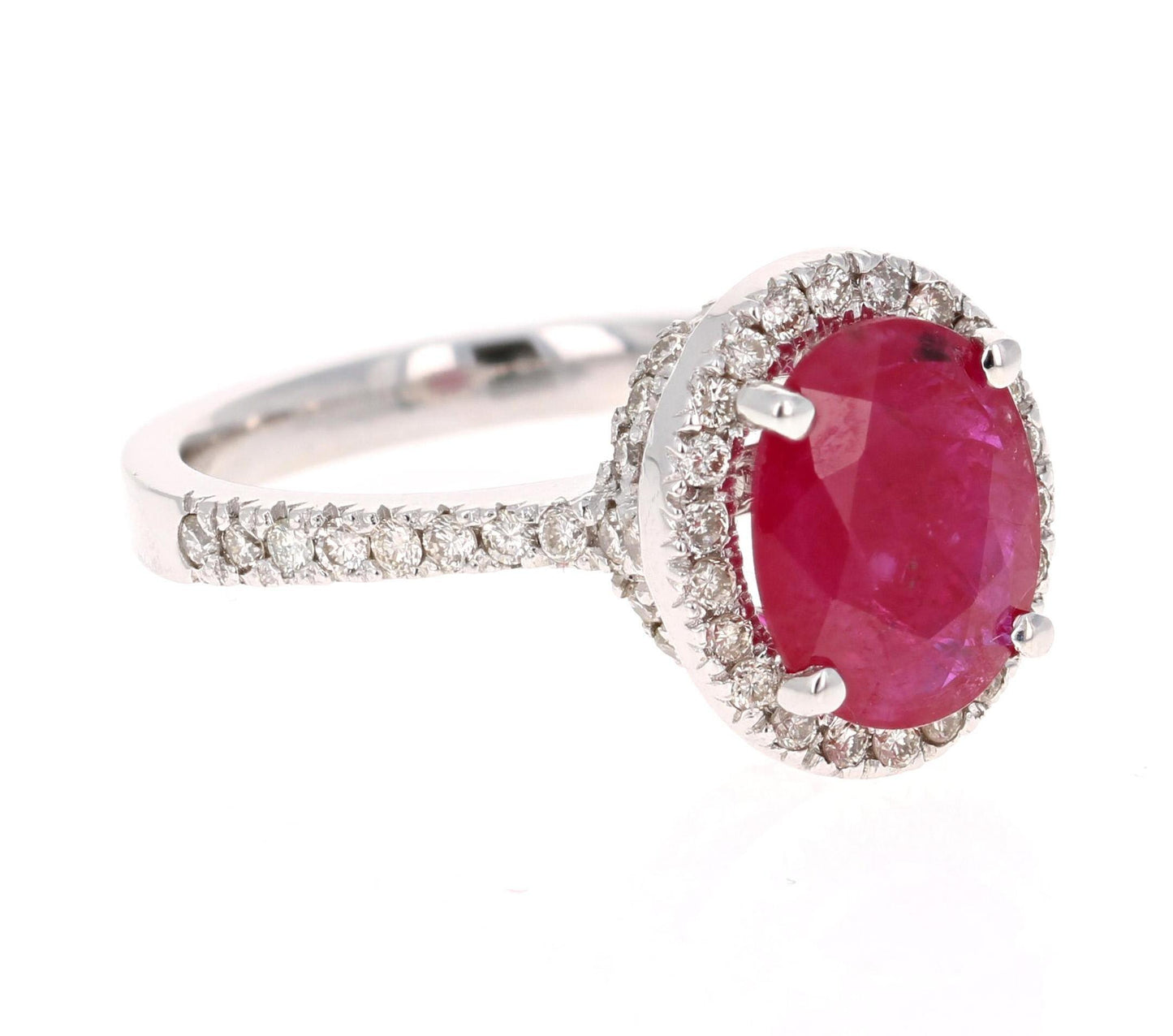 2.97 Carat Ruby Diamond 14 Karat White Gold Ring
