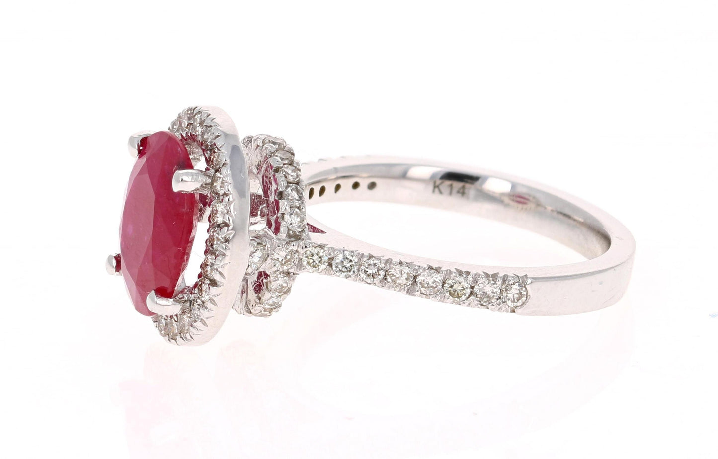 2.97 Carat Ruby Diamond 14 Karat White Gold Ring