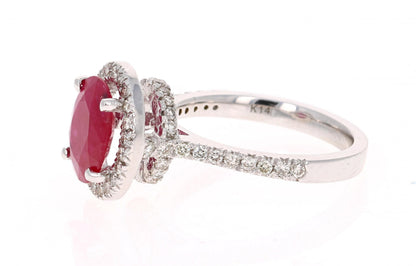 2.97 Carat Ruby Diamond 14 Karat White Gold Ring