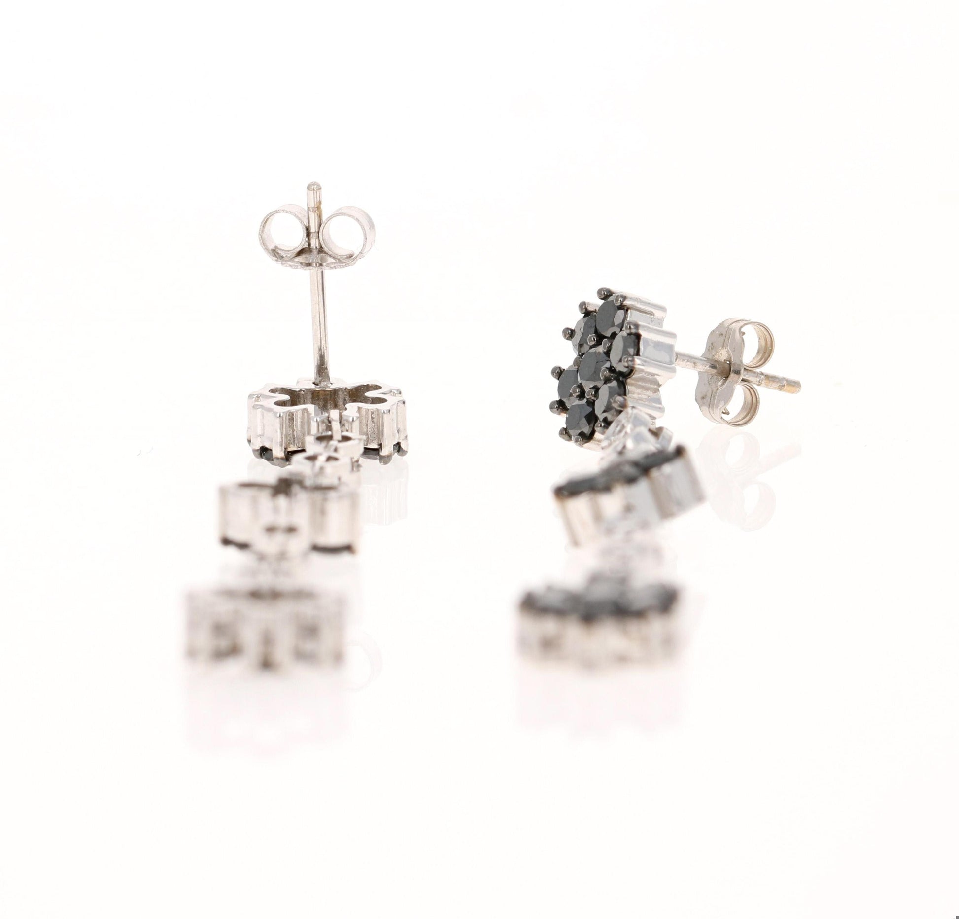 2.99 Carat Black Diamond White Diamond 14 Karat White Gold Dangle Earrings