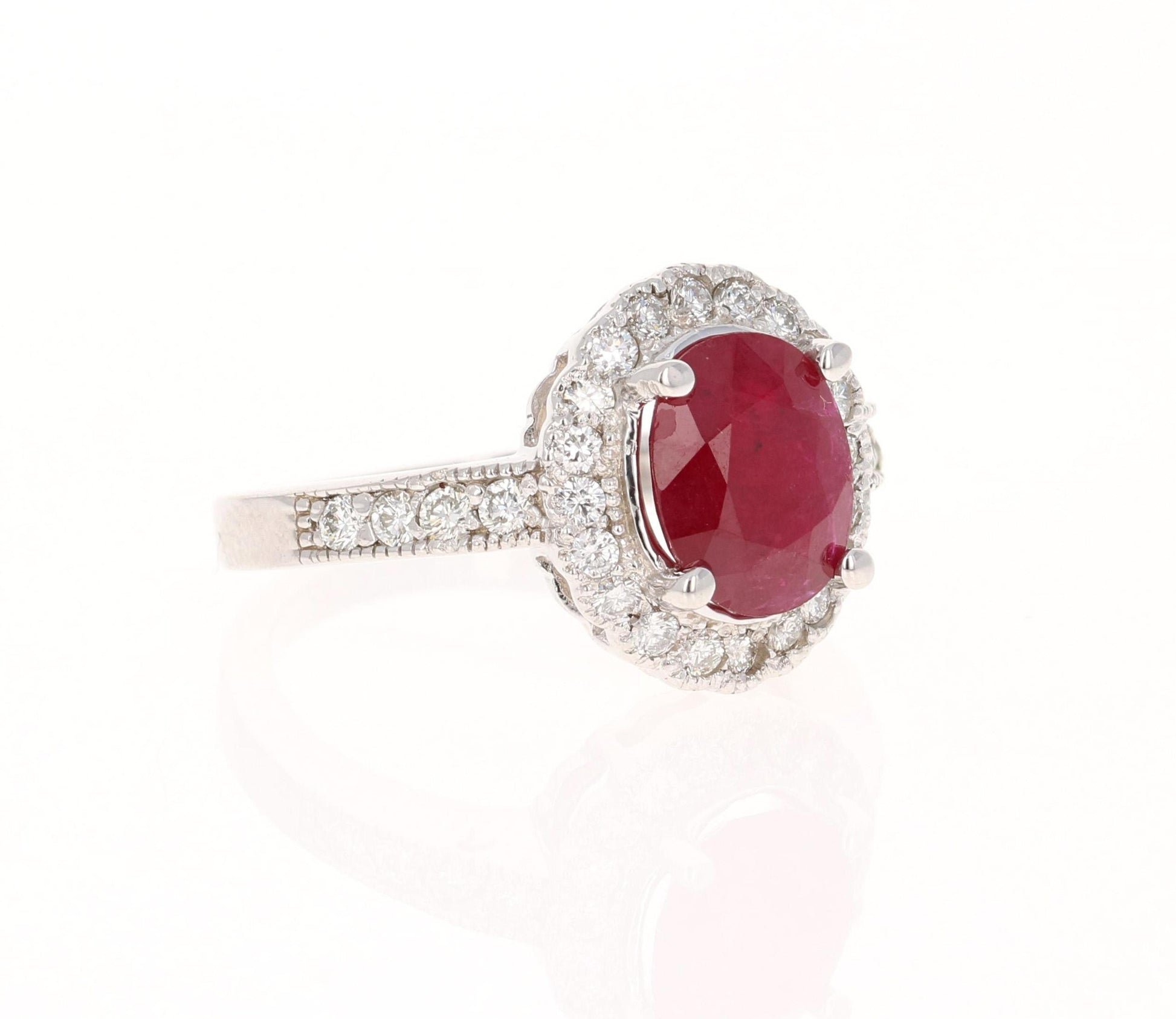 2.99 Carat Ruby Diamond 14 Karat White Gold Ring