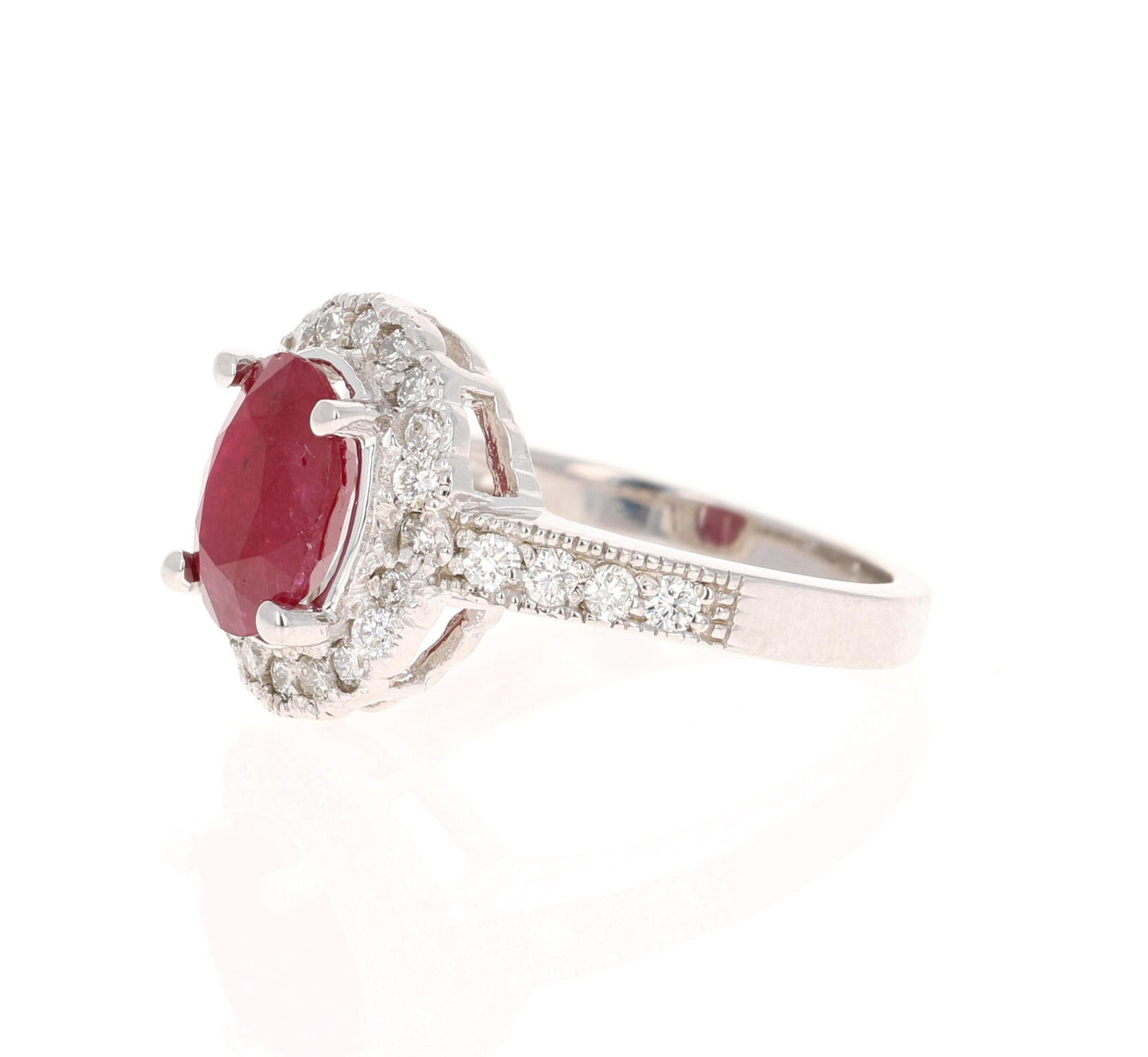 2.99 Carat Ruby Diamond 14 Karat White Gold Ring