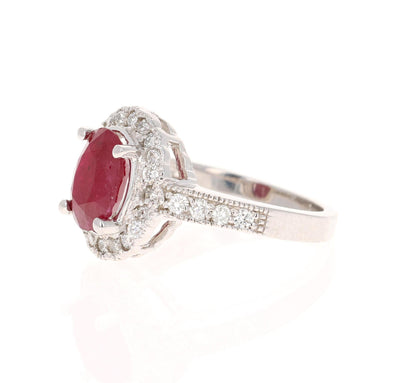 2.99 Carat Ruby Diamond 14 Karat White Gold Ring