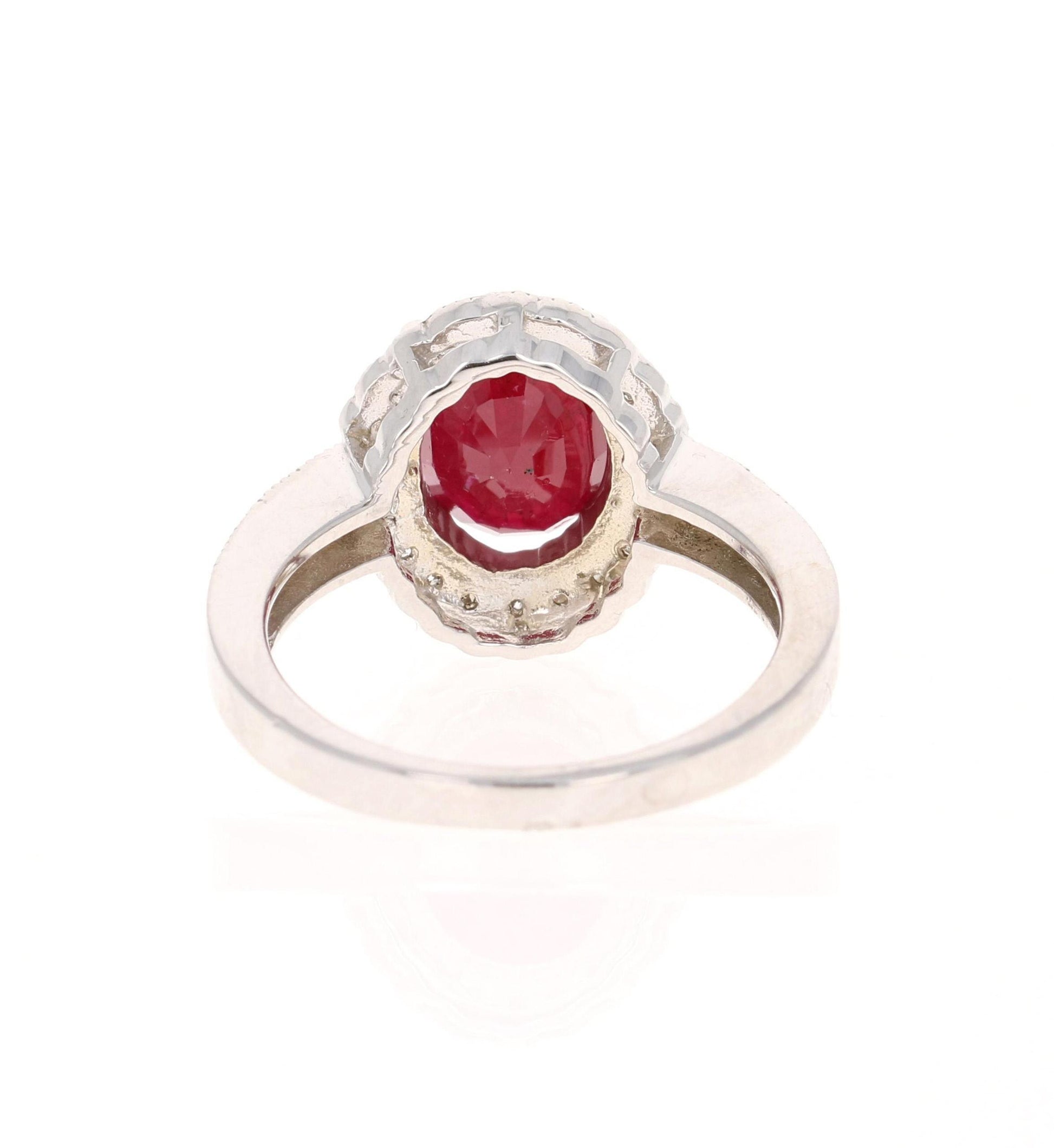 2.99 Carat Ruby Diamond 14 Karat White Gold Ring