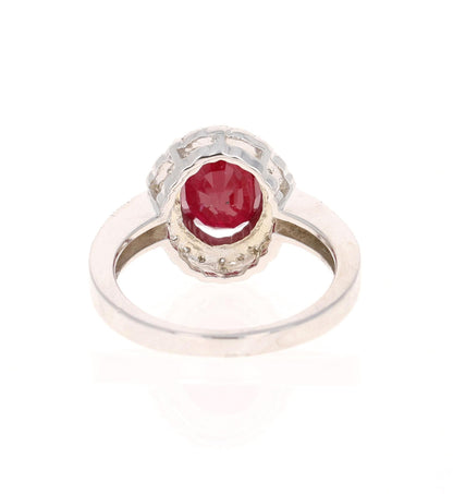 2.99 Carat Ruby Diamond 14 Karat White Gold Ring