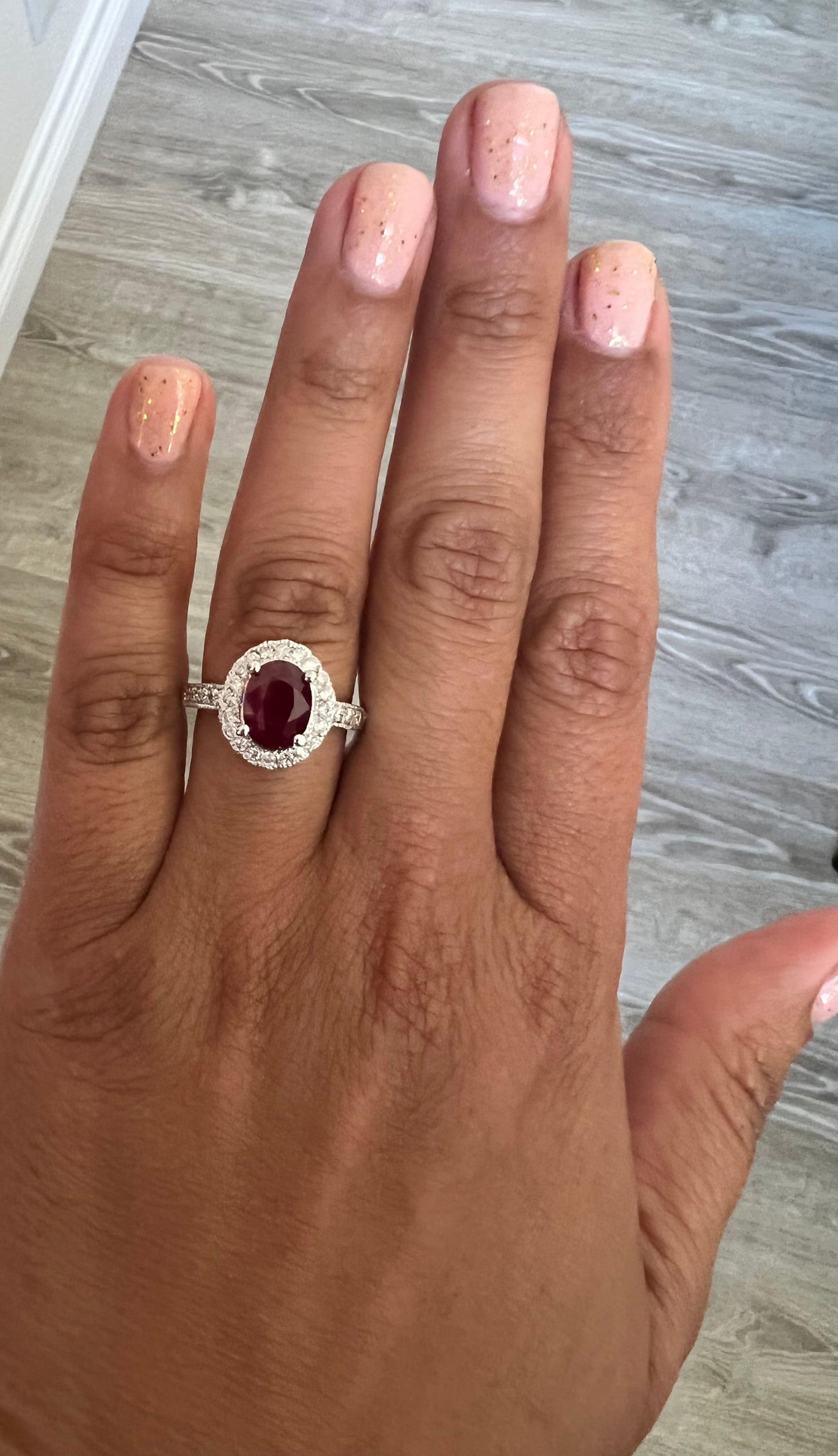 2.99 Carat Ruby Diamond 14 Karat White Gold Ring