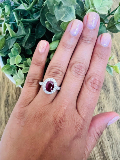 2.99 Carat Ruby Diamond 14 Karat White Gold Ring