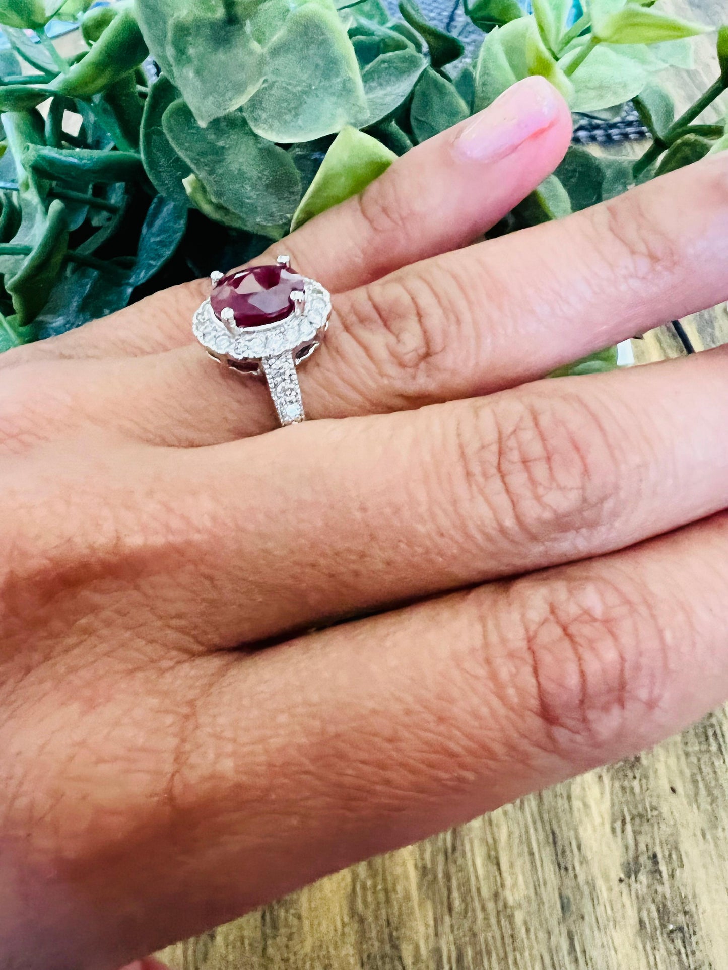 2.99 Carat Ruby Diamond 14 Karat White Gold Ring