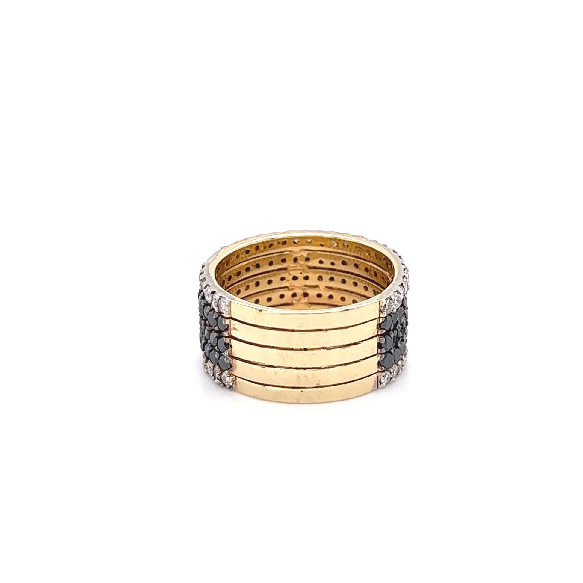 3.00 Carat Black Diamond White Diamond Yellow Gold Band
