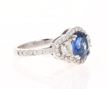3.06 Carat GIA Certified Sapphire Diamond 18 Karat White Gold Ring