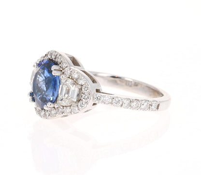 3.06 Carat GIA Certified Sapphire Diamond 18 Karat White Gold Ring