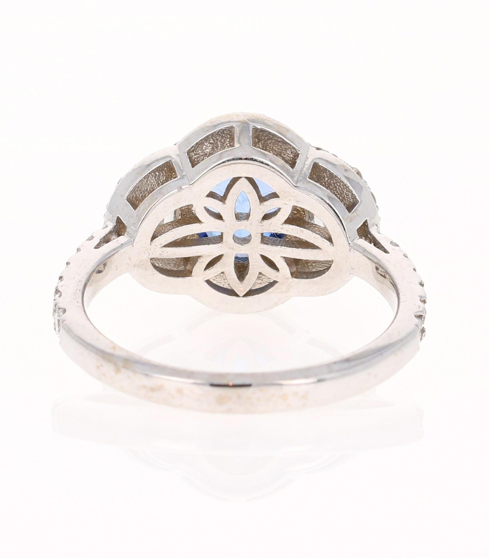 3.06 Carat GIA Certified Sapphire Diamond 18 Karat White Gold Ring