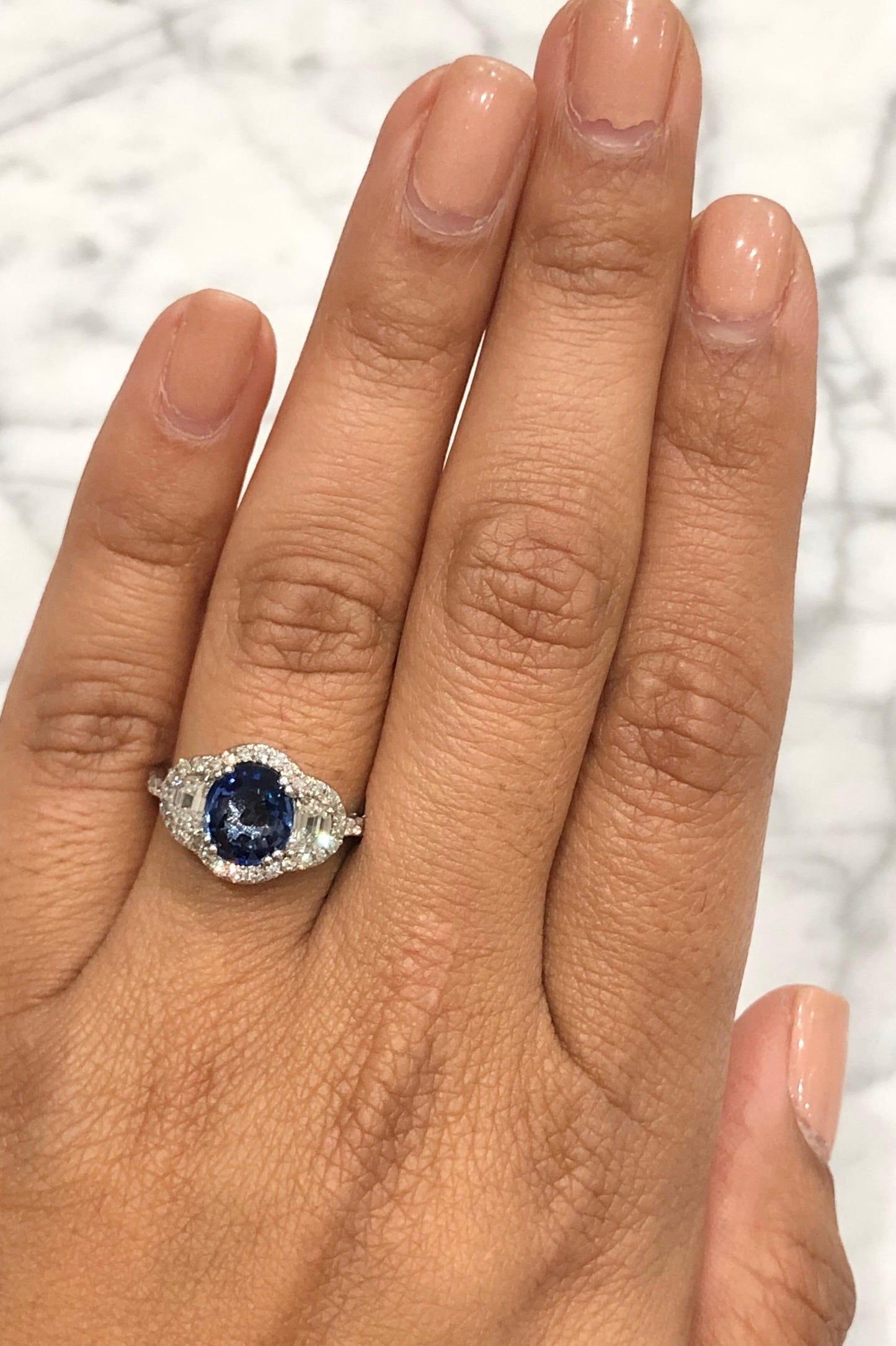 3.06 Carat GIA Certified Sapphire Diamond 18 Karat White Gold Ring