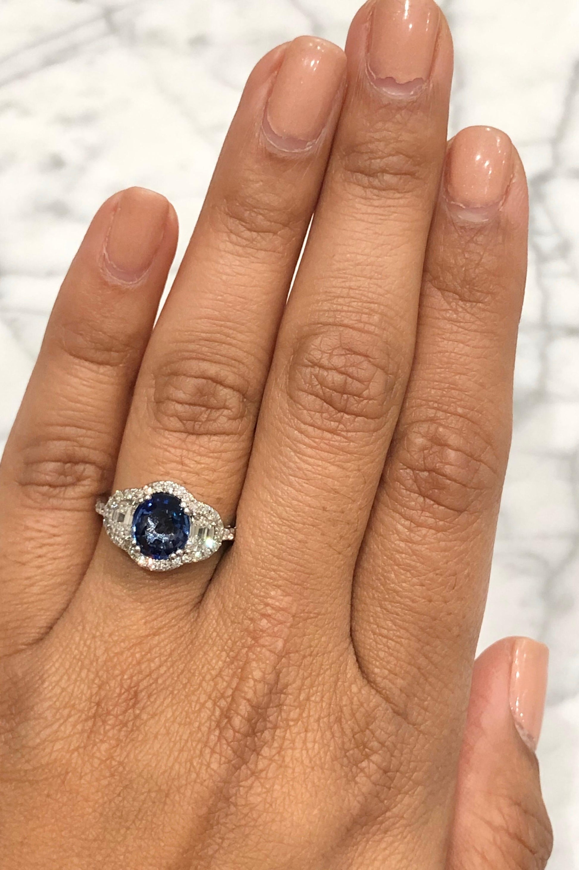 3.06 Carat GIA Certified Sapphire Diamond 18 Karat White Gold Ring