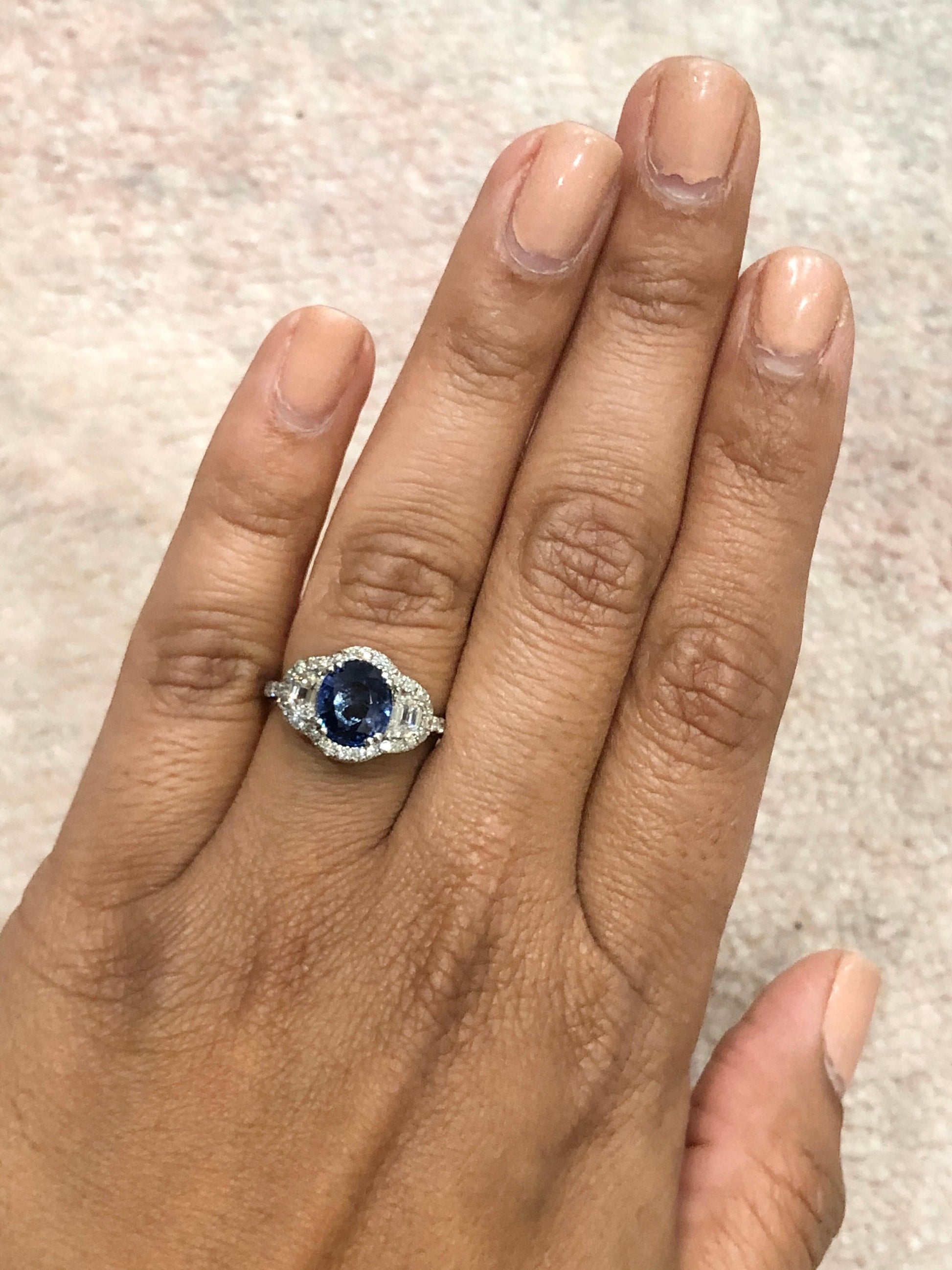 3.06 Carat GIA Certified Sapphire Diamond 18 Karat White Gold Ring