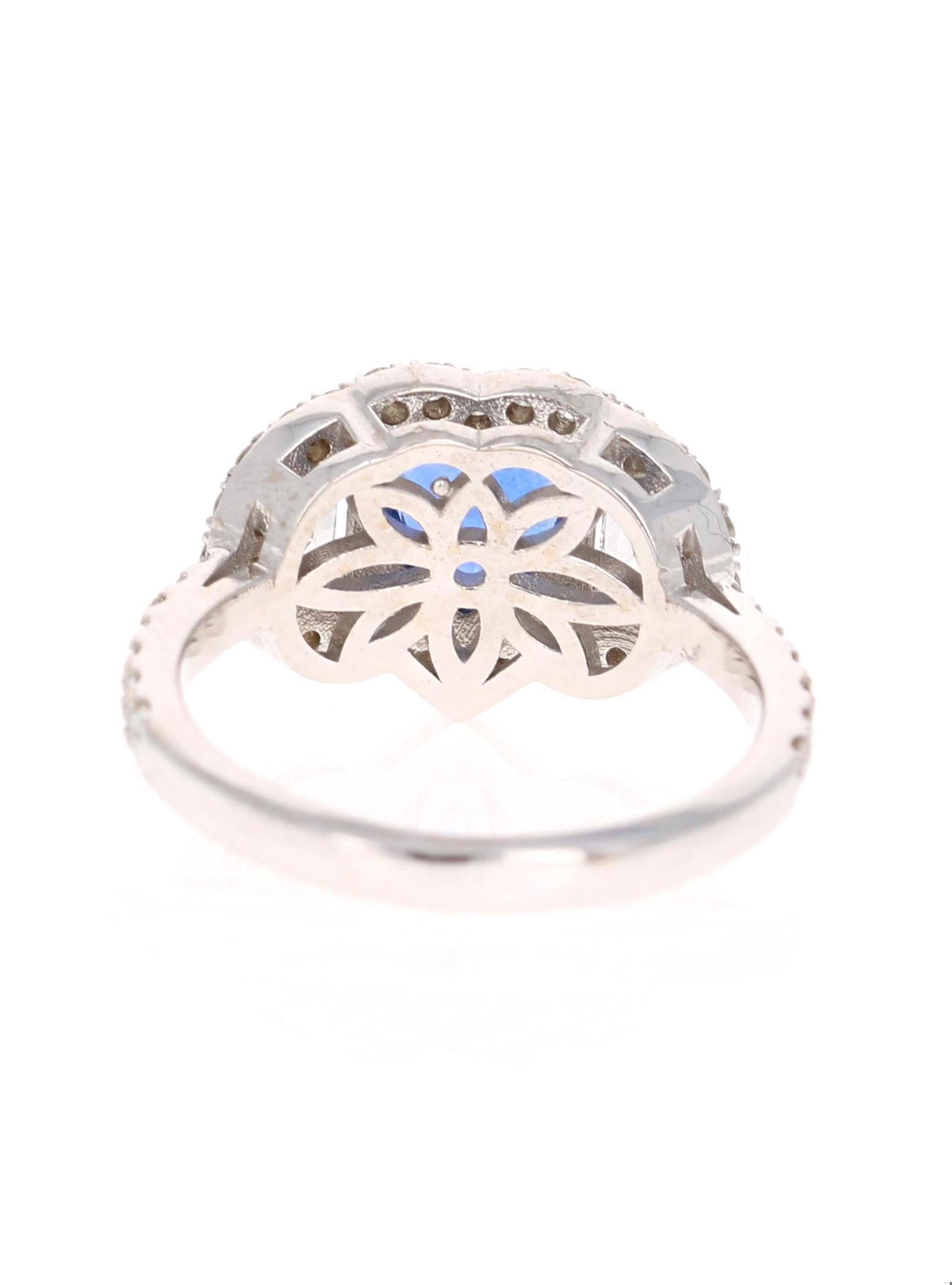 3.06 Carat GIA Certified Sapphire Diamond 18 Karat White Gold Ring