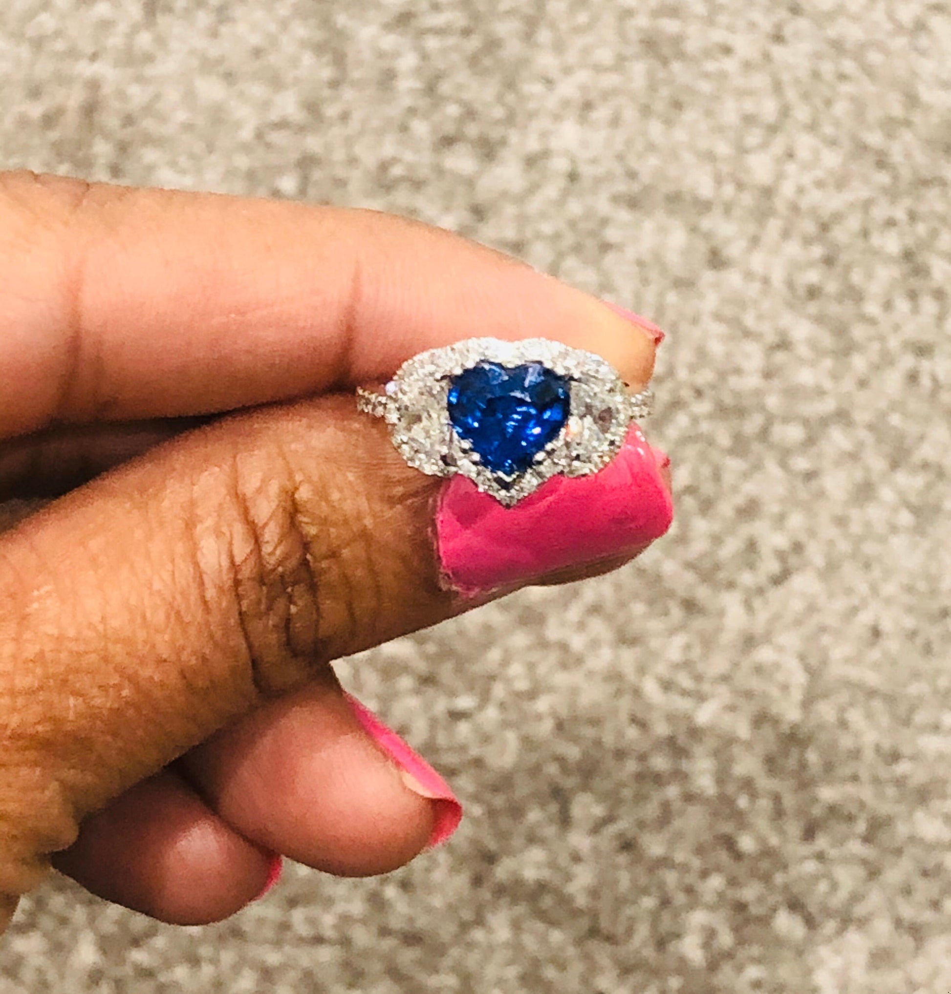 3.06 Carat GIA Certified Sapphire Diamond 18 Karat White Gold Ring