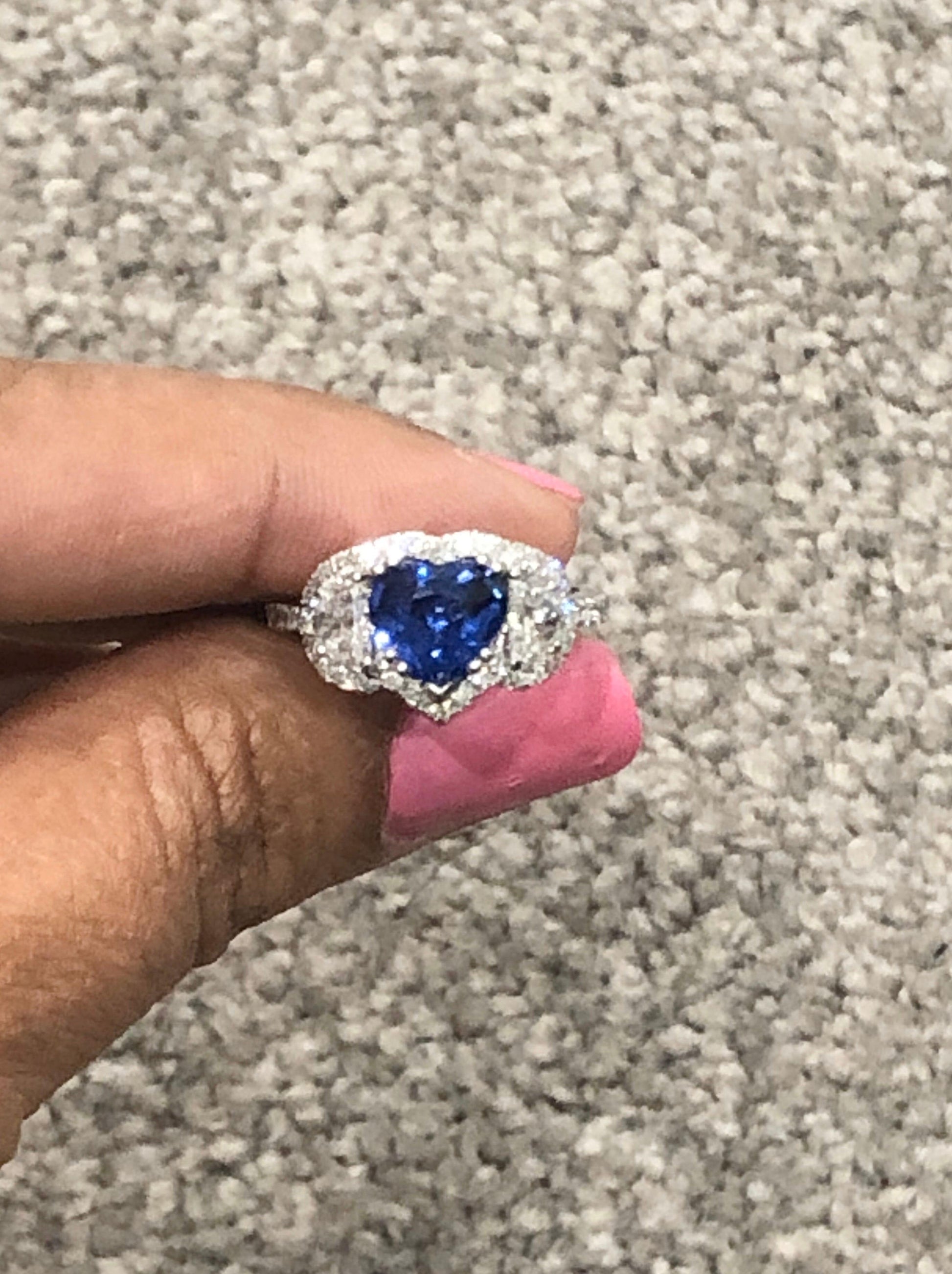 3.06 Carat GIA Certified Sapphire Diamond 18 Karat White Gold Ring
