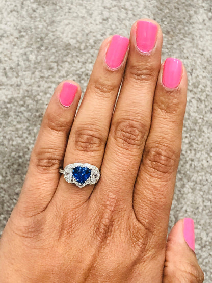 3.06 Carat GIA Certified Sapphire Diamond 18 Karat White Gold Ring