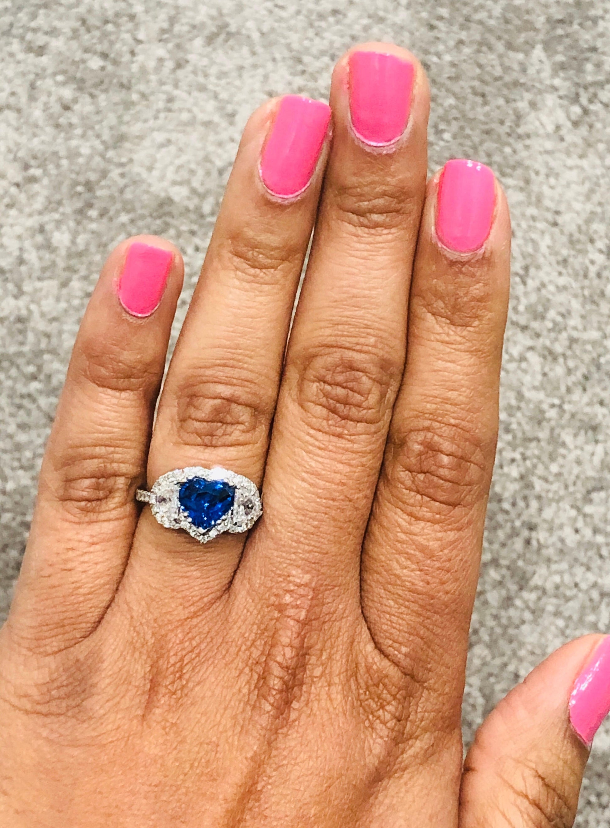 3.06 Carat GIA Certified Sapphire Diamond 18 Karat White Gold Ring