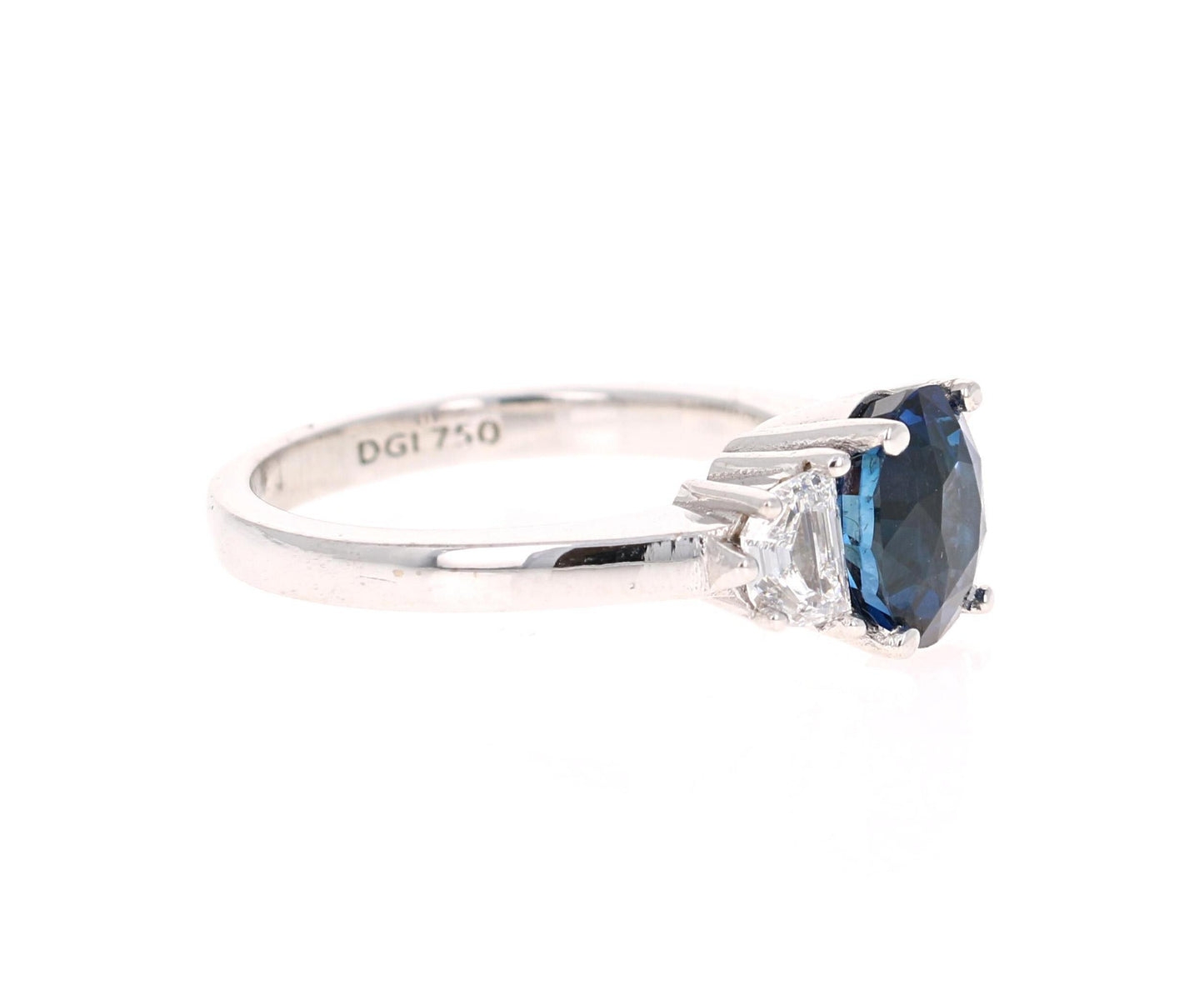 3.09 Carat GIA Certified Sapphire Diamond 18 Karat White Gold Engagement Ring
