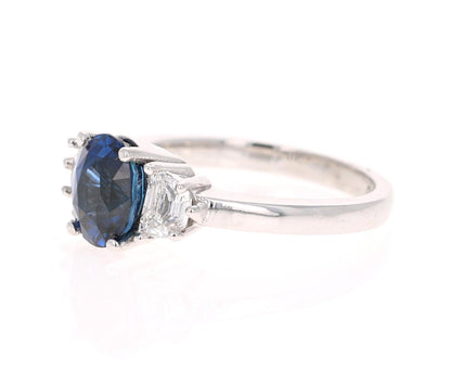 3.09 Carat GIA Certified Sapphire Diamond 18 Karat White Gold Engagement Ring