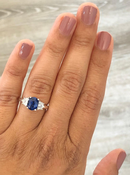 3.09 Carat GIA Certified Sapphire Diamond 18 Karat White Gold Engagement Ring