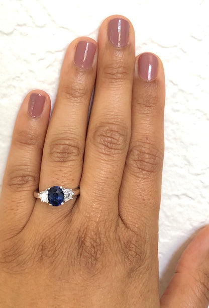 3.09 Carat GIA Certified Sapphire Diamond 18 Karat White Gold Engagement Ring