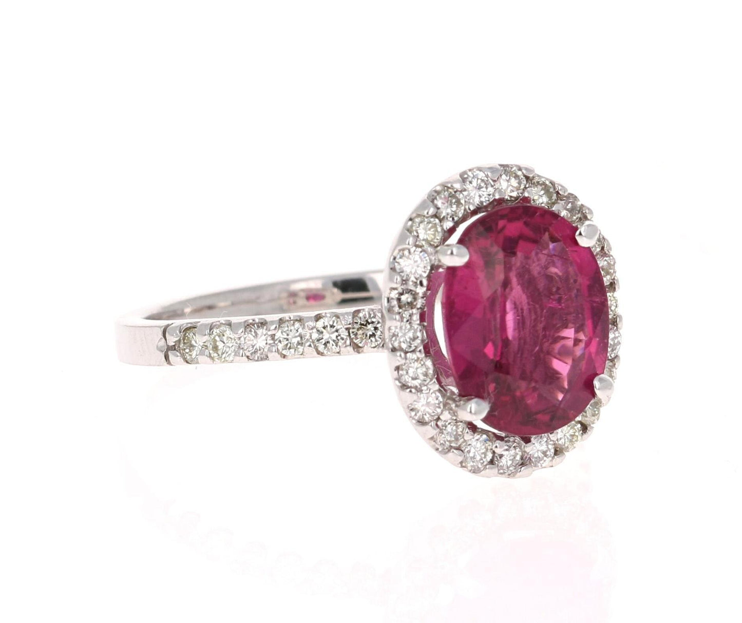3.09 Carat Pink Tourmaline Diamond White Gold Ring