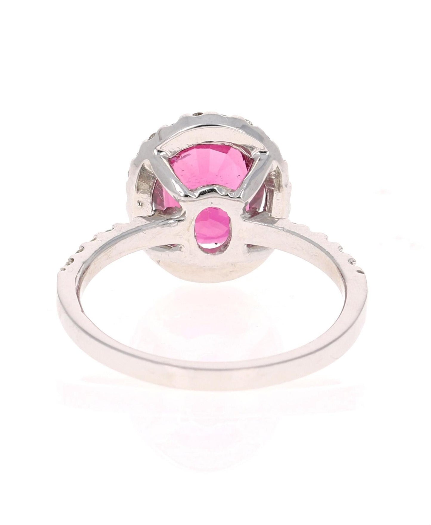 3.09 Carat Pink Tourmaline Diamond White Gold Ring