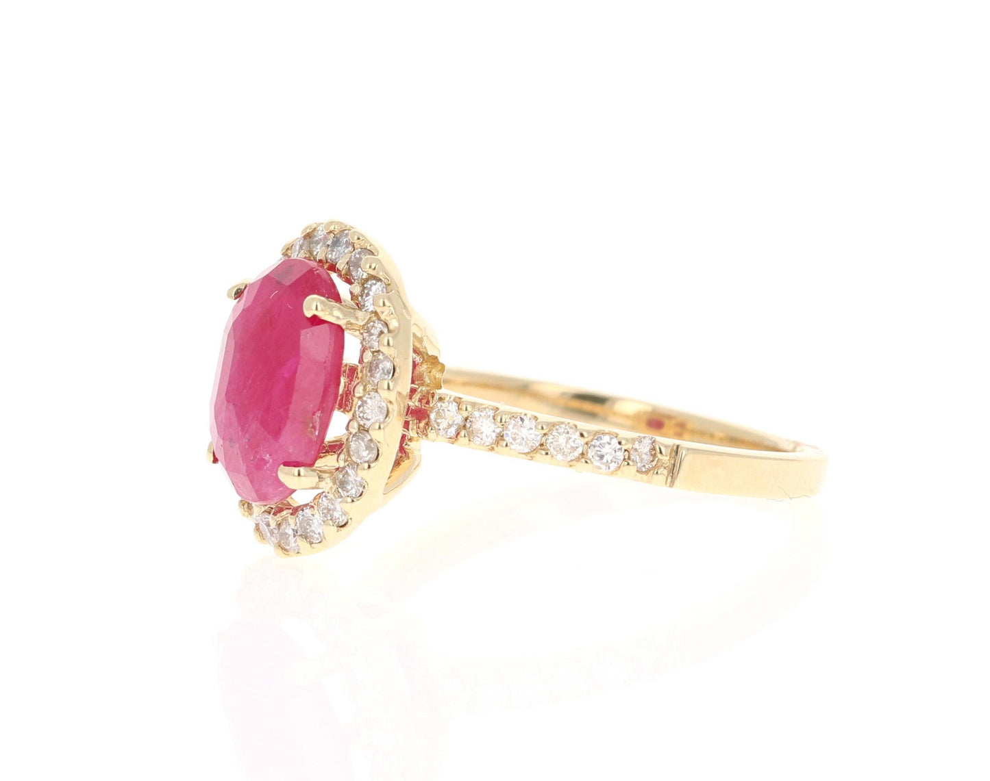 3.10 Carat Ruby Diamond 14 Karat Yellow Gold Engagement Ring