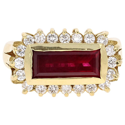 3.14 Carat Ruby Diamond 18 Karat Yellow Gold Ring