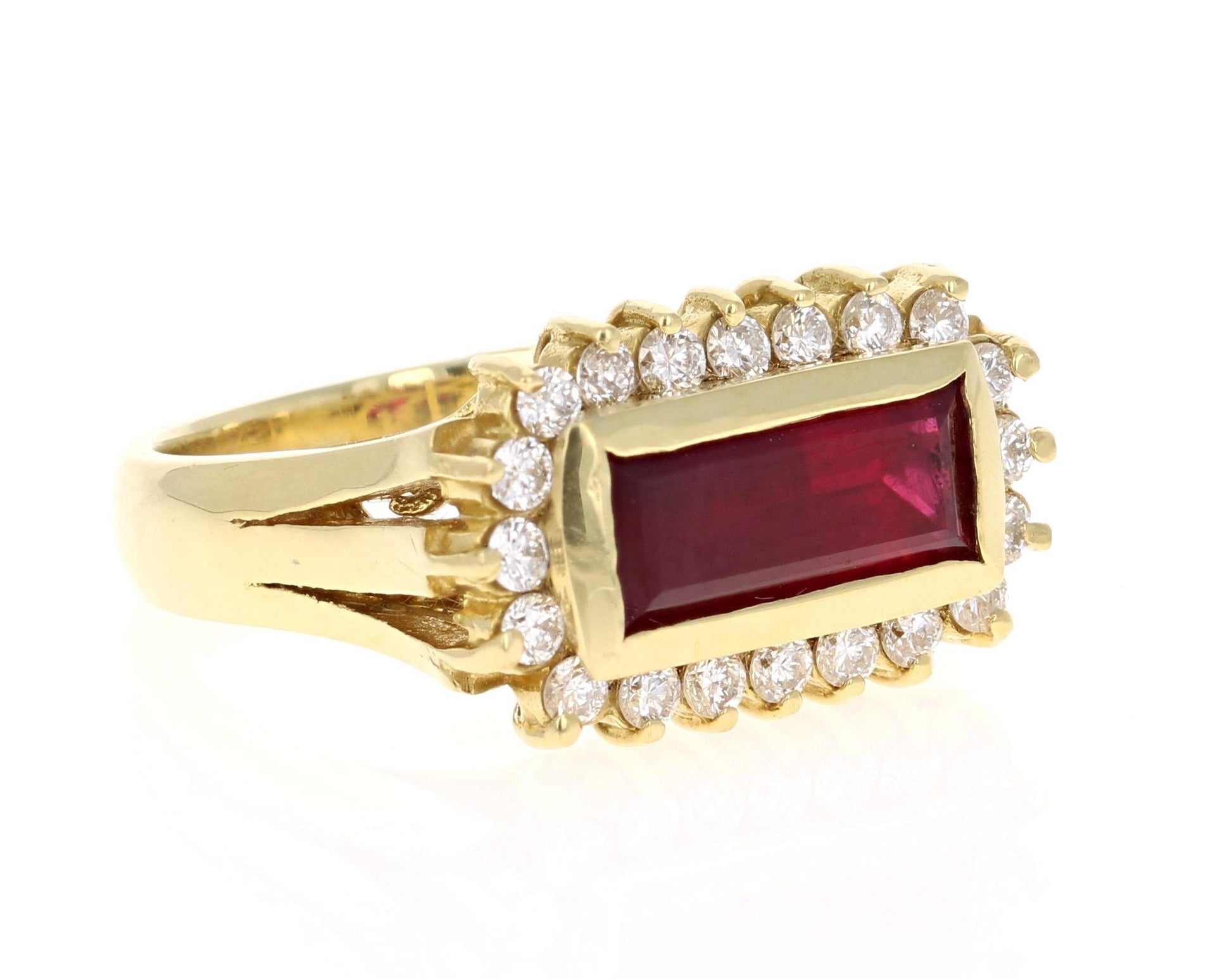 3.14 Carat Ruby Diamond 18 Karat Yellow Gold Ring