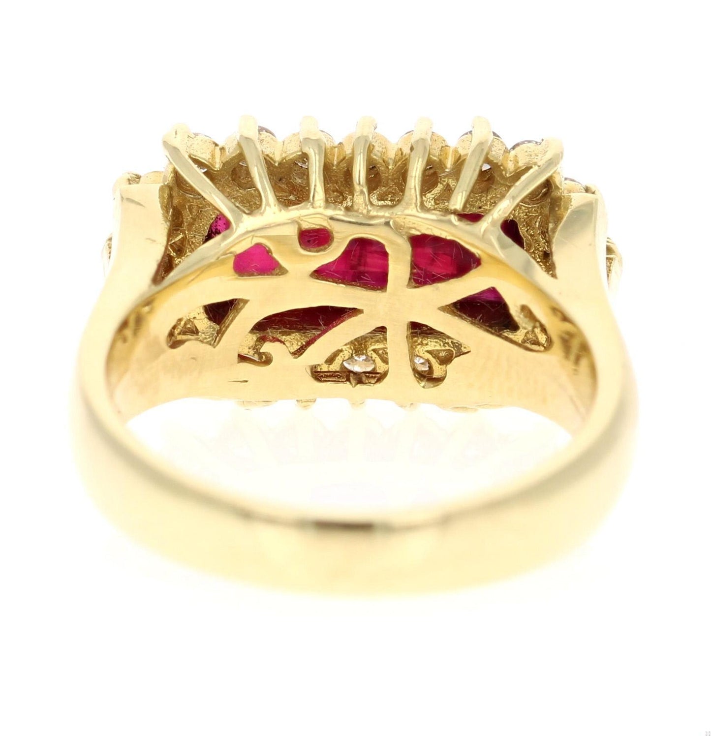 3.14 Carat Ruby Diamond 18 Karat Yellow Gold Ring