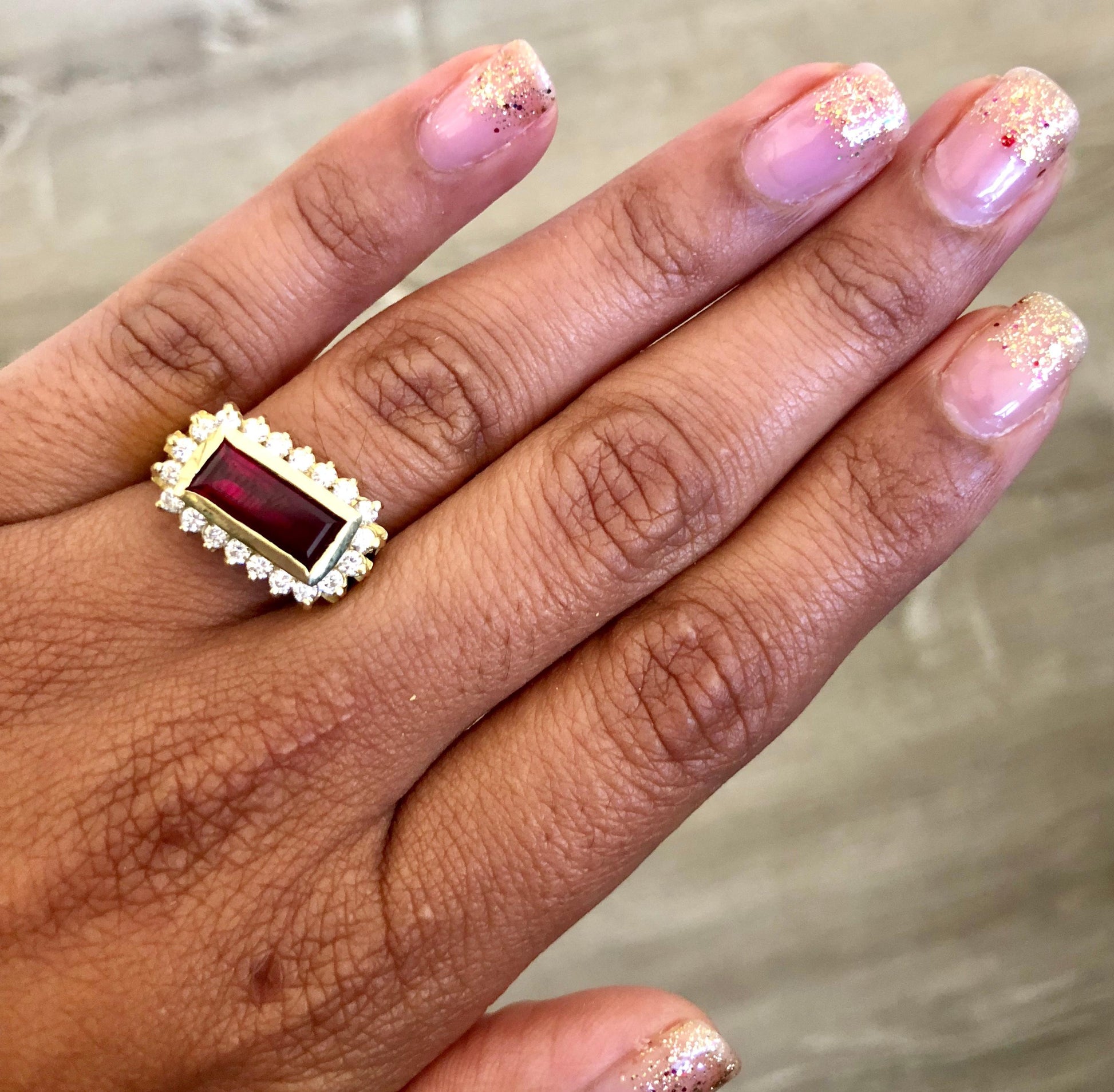 3.14 Carat Ruby Diamond 18 Karat Yellow Gold Ring