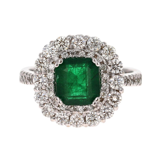 3.17 Carat Emerald Diamond 18 Karat White Gold GIA Certified Engagement Ring