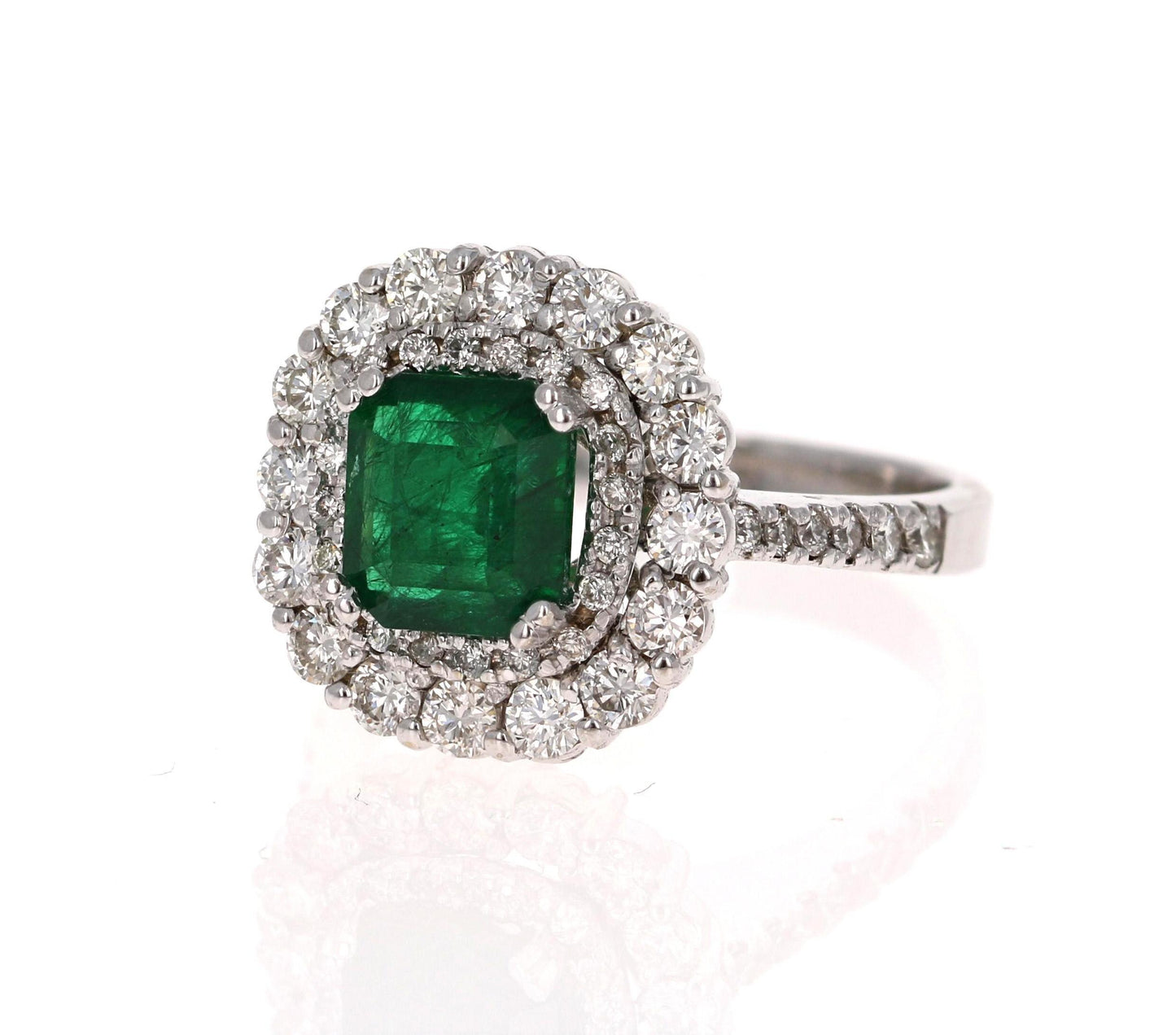 3.17 Carat Emerald Diamond 18 Karat White Gold GIA Certified Engagement Ring