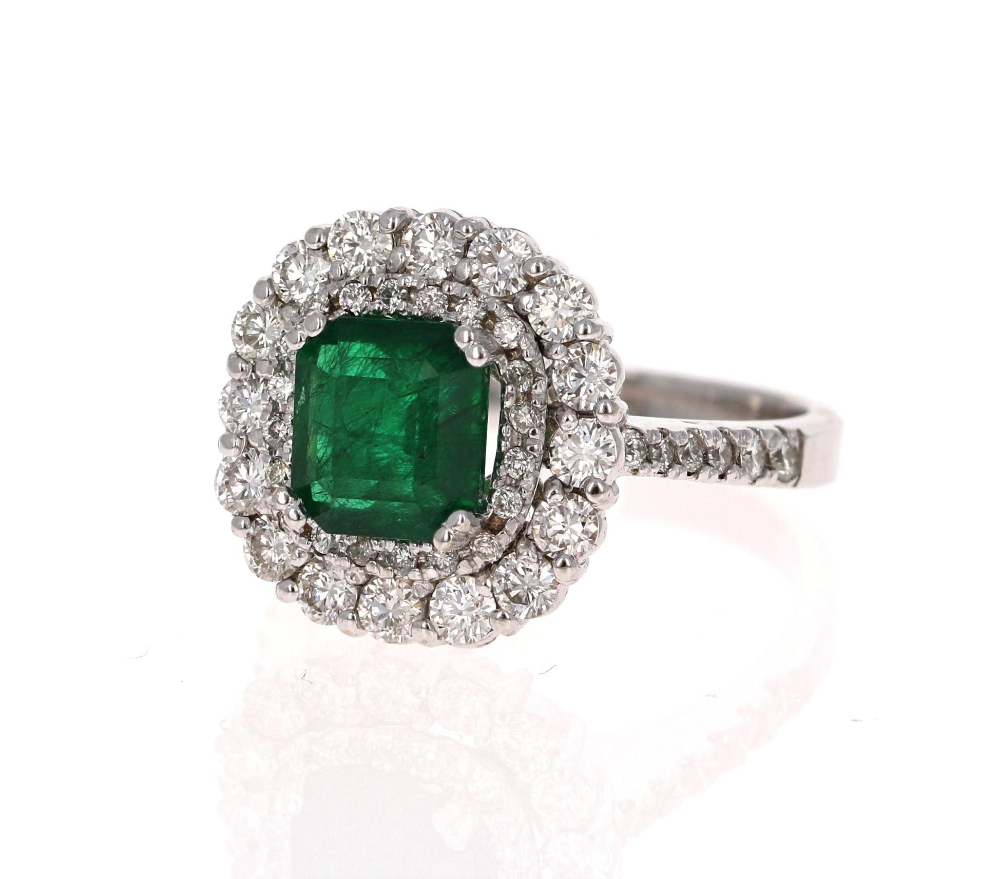 3.17 Carat Emerald Diamond 18 Karat White Gold GIA Certified Engagement Ring