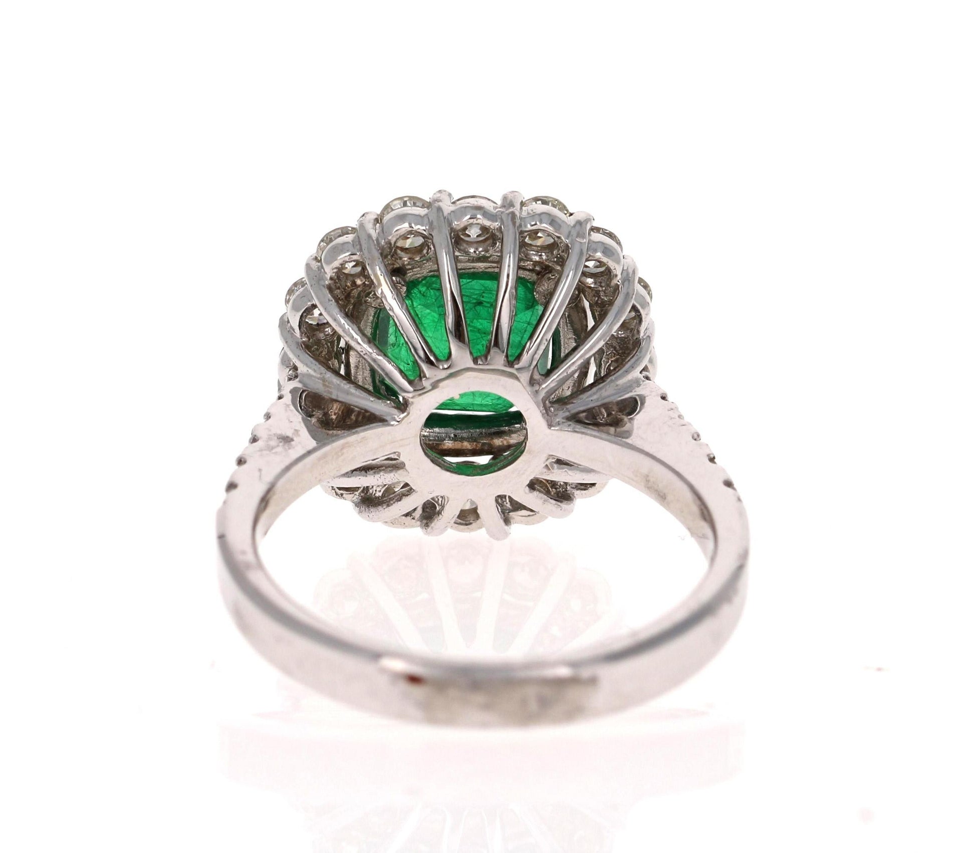 3.17 Carat Emerald Diamond 18 Karat White Gold GIA Certified Engagement Ring