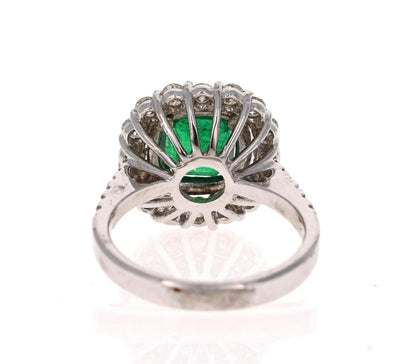 3.17 Carat Emerald Diamond 18 Karat White Gold GIA Certified Engagement Ring