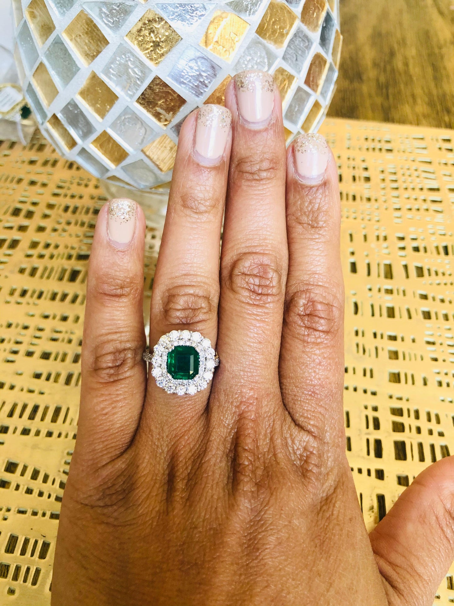 3.17 Carat Emerald Diamond 18 Karat White Gold GIA Certified Engagement Ring