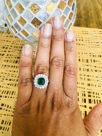 3.17 Carat Emerald Diamond 18 Karat White Gold GIA Certified Engagement Ring