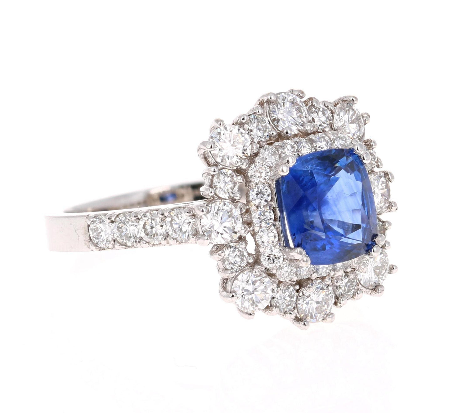 3.17 Carat GIA Certified Sapphire Diamond 18 Karat White Gold Ring